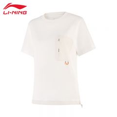 李宁（LI-NING） AHSU502-2女士短袖文化衫舒适透气女款上衣乳白色S码