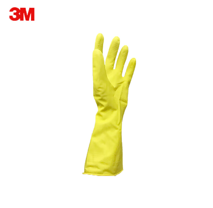 3M 橡胶手套 薄巧型防水防滑 大号 柠檬黄