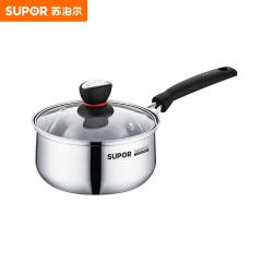 苏泊尔（SUPOR） 不锈钢奶锅热牛奶煮面辅食炖煮小汤锅304不锈钢电磁炉燃气灶通用小红圈奶锅 16CM 1.2L  FC32H7