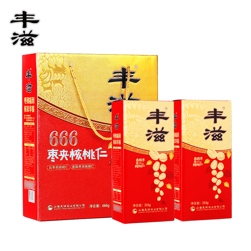 丰滋 枣夹核桃仁礼盒666g 大红枣夹加核桃仁心意礼盒壶瓶枣灰枣夹核桃 山西特产