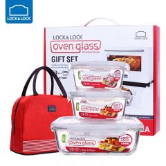乐扣乐扣（LOCK&LOCK） 玻璃便当盒三件套 LLG821S001（套）