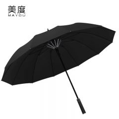 美度（MAYDU） M1155长柄加大12骨防风自动雨伞长柄伞双人雨伞加固晴雨伞商务黑