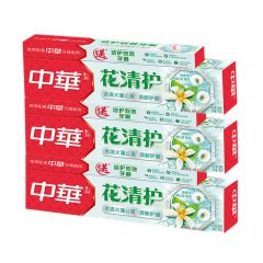 中华（Zhonghua） 花清护橙花蒲公英牙膏牙刷套装180g*3清新口气减少牙菌斑
