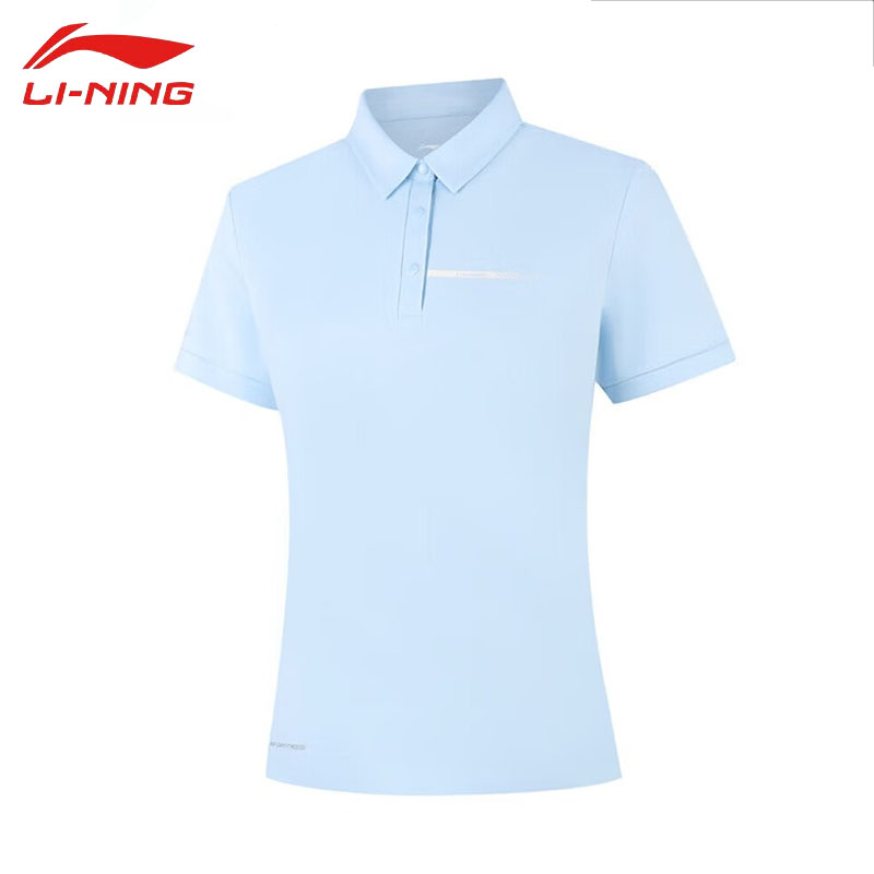 李宁（LI-NING） APLV106-2女士冰感舒适透气短袖亲肤顺滑T恤POLO净空蓝M码