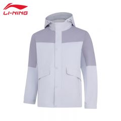 李宁（LI-NING） 防风保暖男款运动风衣AFDUA13-6曙灰色鸽子灰M