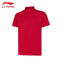 李宁（LI-NING） APLV029-4男士舒适透气短袖POLO衫速干T恤公牛红S码