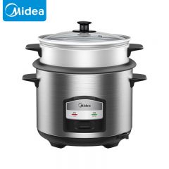 美的（Midea） 电饭锅5.5L容量加高蒸屉金属机身家用多用安全防干烧电饭煲灰色MG-AFG5570一台
