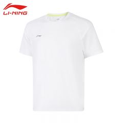 李宁（LI-NING） ATSV437-6男士舒适透气短袖亲肤运动上衣标准白S码