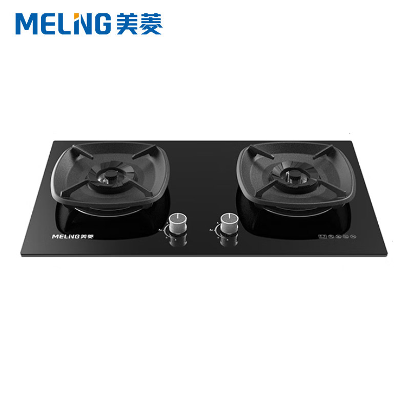 美菱（MeiLing） JZT-MZ-550K钢化玻璃燃气灶双眼灶具 5.0KW大火力 烟灶联动 熄火保护 嵌入式家用双眼灶天然气