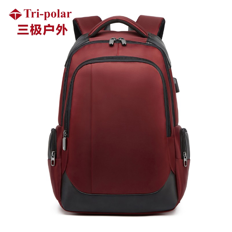 三极户外（Tri-polar） TP2049男士商务电脑包学生书包韩版休闲USB耐磨商务电脑旅行包红色