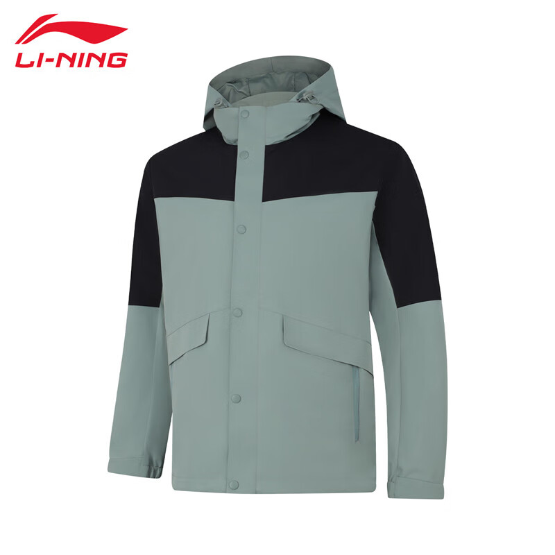 李宁（LI-NING） 防风保暖男款运动风衣AFDUA13-2湖缥绿黑色S