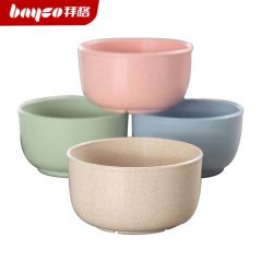 拜格（BAYCO） 小麦秸秆吃饭碗4个装 防摔塑料家用米饭汤碗面碗BX6241