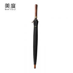 美度（MAYDU） M8005加大加固商务雨伞实木男士直杆两用防风长柄伞24骨双人伞夜幕黑