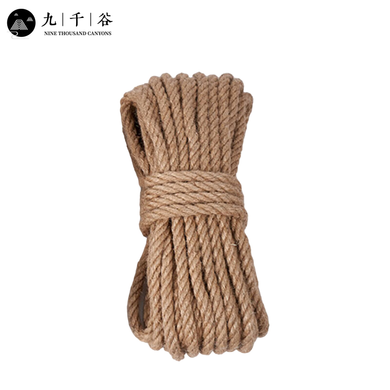九千谷 麻绳原色细8mm 长约25m麻线绳子黄麻绳diy绳麻绳复古粗麻绳5136
