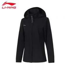 李宁（LI-NING） 防风保暖女款运动风衣AFDUA18-6黑色XL