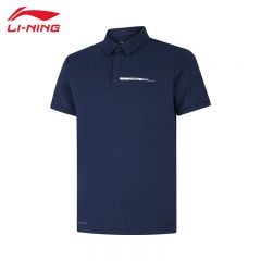 李宁（LI-NING） APLV113-6男士冰感舒适透气短袖亲肤吸湿排汗T恤POLO深航舰蓝XL码