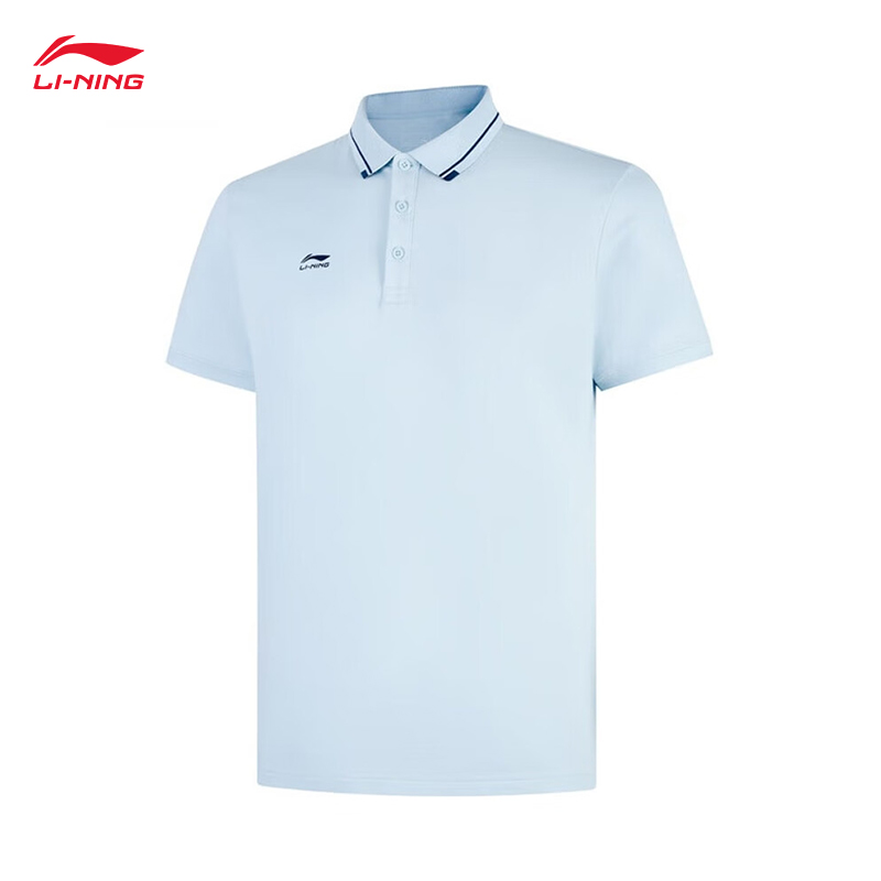 李宁（LI-NING） APLV063-3男士舒适透气短袖POLO亲肤上衣民谣蓝2XL码