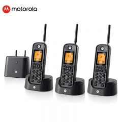 摩托罗拉（MOTOROLA） 远距离数字无绳电话机 无线座机子母机套装 办公家用中英文可扩展别墅定制 O201C一拖二黑