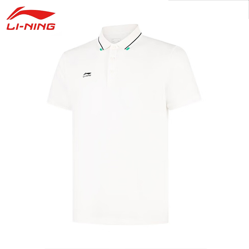 李宁（LI-NING） APLV063-1男士舒适透气短袖POLO亲肤上衣乳白色L码