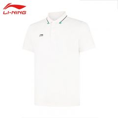 李宁（LI-NING） APLV063-1男士舒适透气短袖POLO亲肤上衣乳白色S码