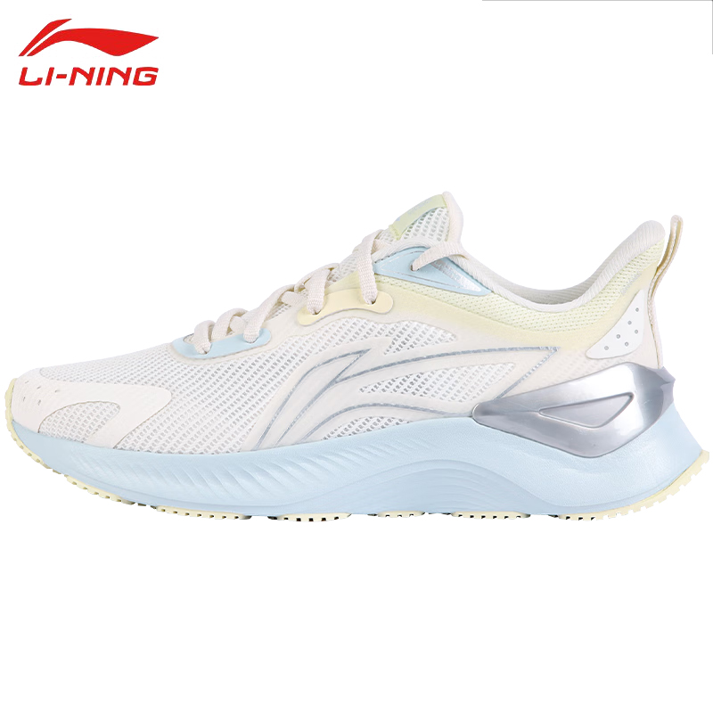 李宁（LI-NING） ARHV022-5女士缓震保护跑鞋越影舒适透气运动鞋休闲鞋乳白色40码