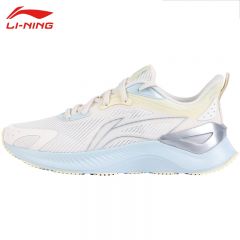 李宁（LI-NING） ARHV022-5女士缓震保护跑鞋越影舒适透气运动鞋休闲鞋乳白色38码