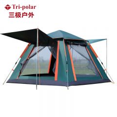三极户外（Tri-polar） TP2328家庭式5-8人带庭院帐篷240*240*185cm黑胶墨绿配橘色