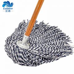 兰诗（LAUTEE）DM- 981 木杆铁头排拖 物业学校老式拖把棉线尘推 圆头款