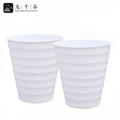 九千谷 大花盆仿陶瓷特大号螺纹桶白色2个装 口径32.5*高36cm 大型植物加厚塑料花盆仿陶瓷不含托盘3835