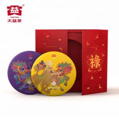 大益（TAETEA） 普洱茶 福禄礼盒 生熟普洱组合 357g*2  礼盒商务礼赠