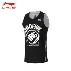 李宁（LI-NING） AAYU113-1男士比赛服上衣时尚运动背心黑色/乳白色5XL码