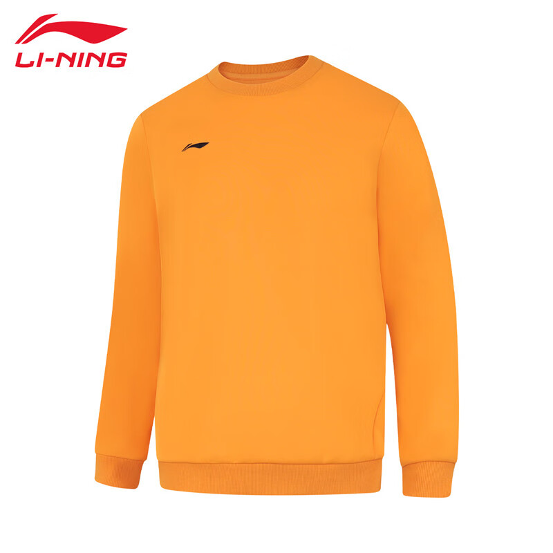 李宁（LI-NING） 柔软舒适保暖男款套头无帽卫衣AWDUB25-6桔黄色5XL