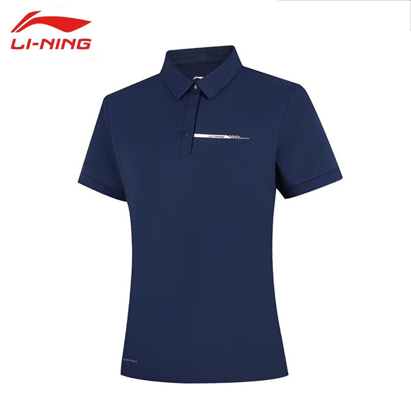 李宁（LI-NING） APLV106-6女士冰感舒适透气短袖亲肤顺滑T恤POLO航舰蓝XS码
