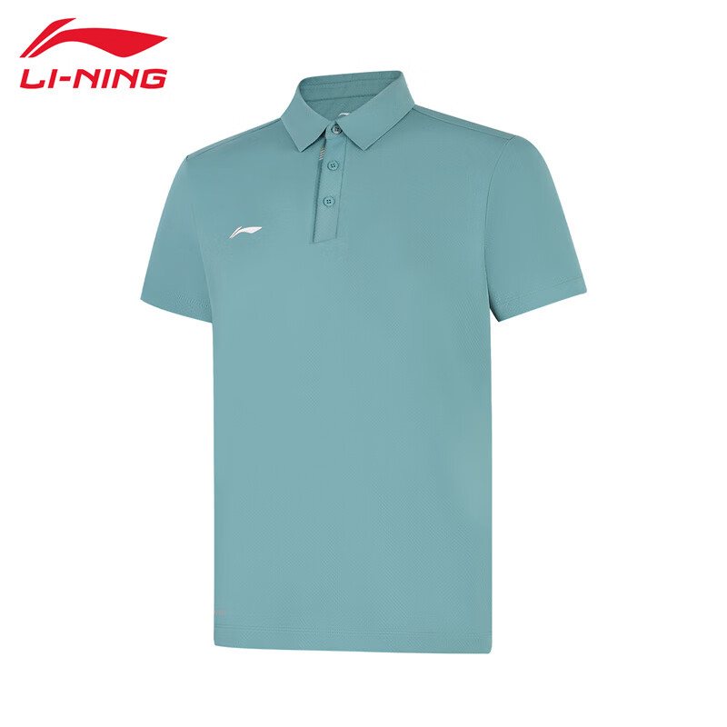 李宁（LI-NING） APLV133-5男士舒适透气短袖POLO亲肤吸汗上衣幽泉绿M码