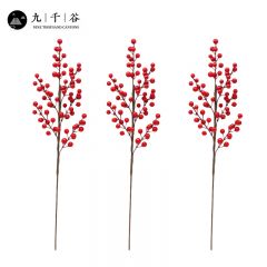 九千谷 仿真发财果冬青果新年红色浆果花摆设过年插花束红果子客厅假花装饰干花摆件 6叉发财果/3支9437