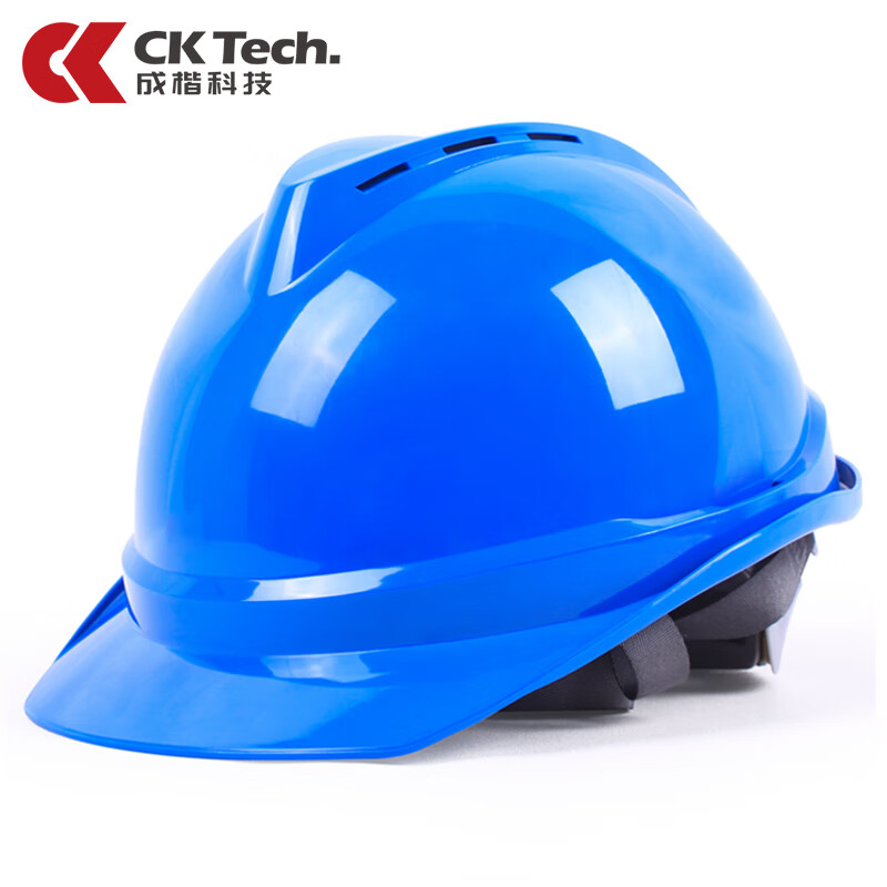 成楷科技（CK-Tech） 新国标安全帽 工地建筑施工ABS防砸抗冲击透气 V字型可印字 CKT-V1 蓝色 1顶