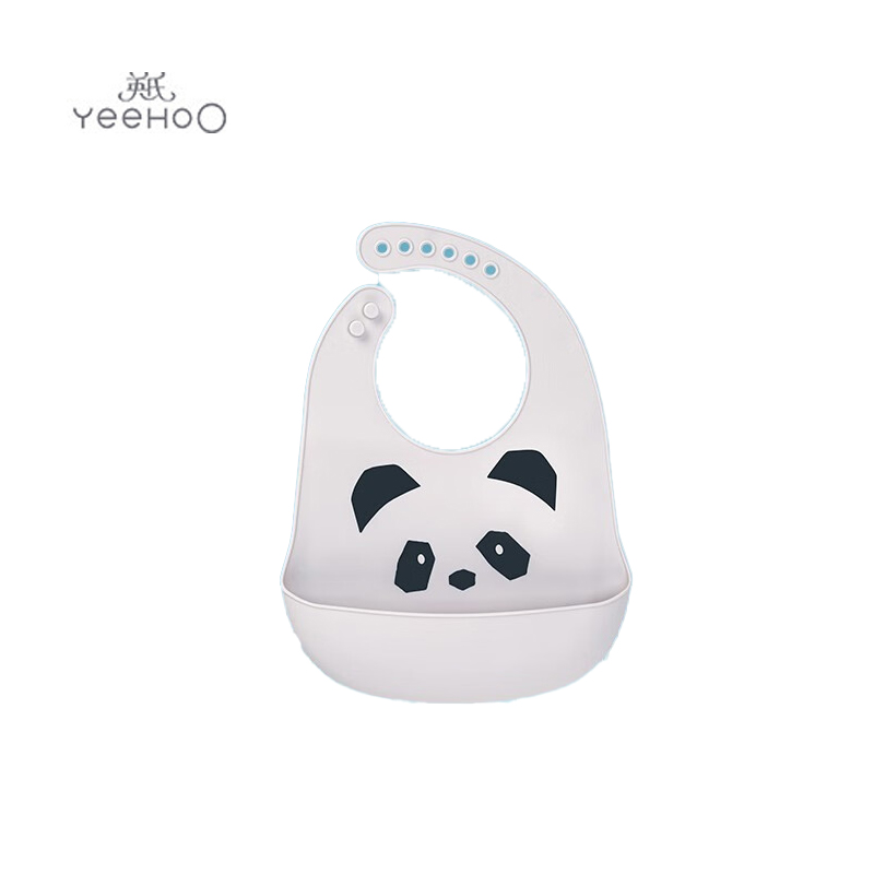 英氏（YEEHOO） C12D硅胶围兜白色熊猫
