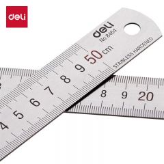得力（deli） 8464 不锈钢直尺测量绘图刻度尺子带公式换算表办公用品50cm