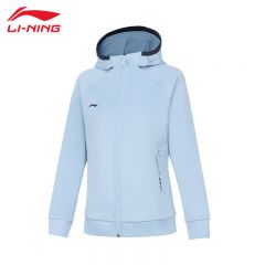李宁（LI-NING） 柔软舒适保暖女款开衫连帽卫衣AWDT984-2净空蓝XXL码