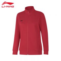 李宁（LI-NING） 柔软舒适保暖女款开衫无帽卫衣AWDUA76-8公牛红2XL码