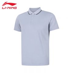 李宁（LI-NING） APLU191-10运动时尚舒适透气T恤吸湿排汗男款短袖POLP衫鸽子灰S码