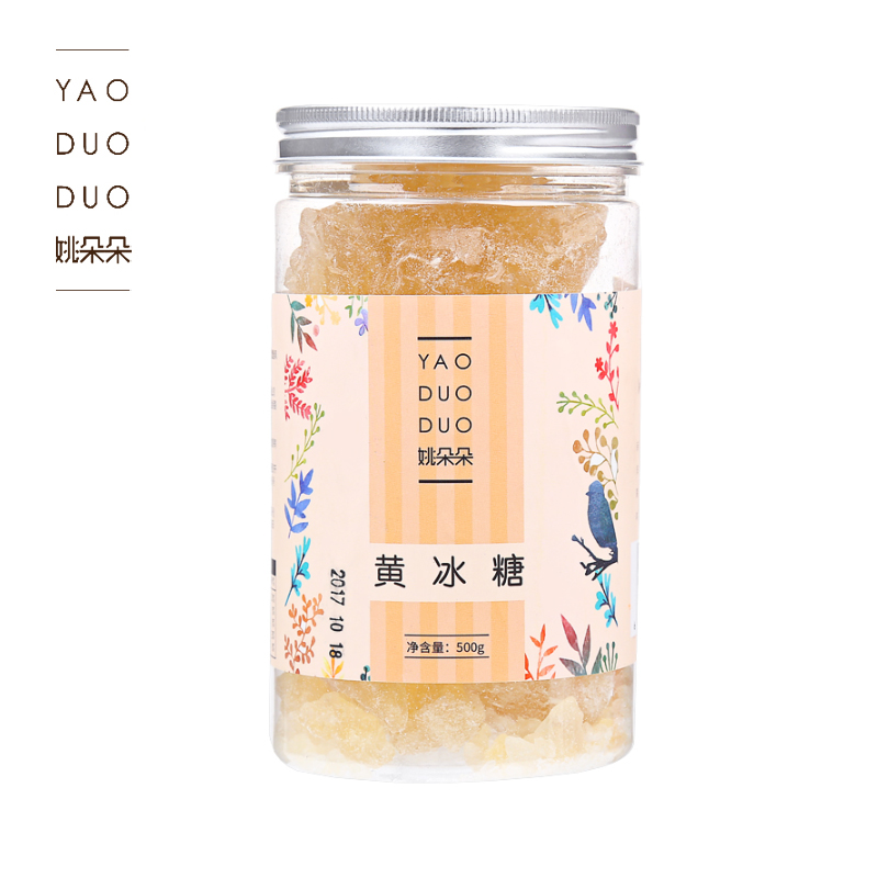 姚朵朵 黄冰糖500g 罐装 老冰糖多晶厨房调味冰糖