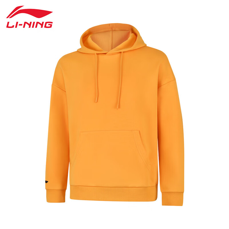 李宁（LI-NING） 柔软舒适保暖中性款套头连帽卫衣AWDUD09-6桔黄色3XL