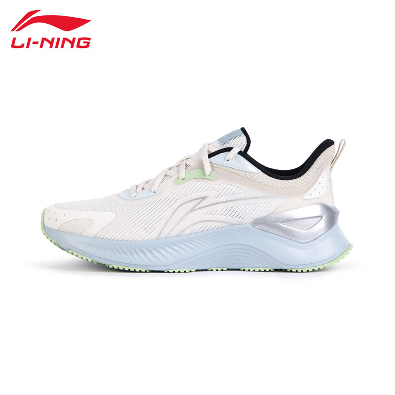 李宁（LI-NING） ARHV021-5男士缓震保护跑鞋越影舒适透气运动鞋乳白色45码