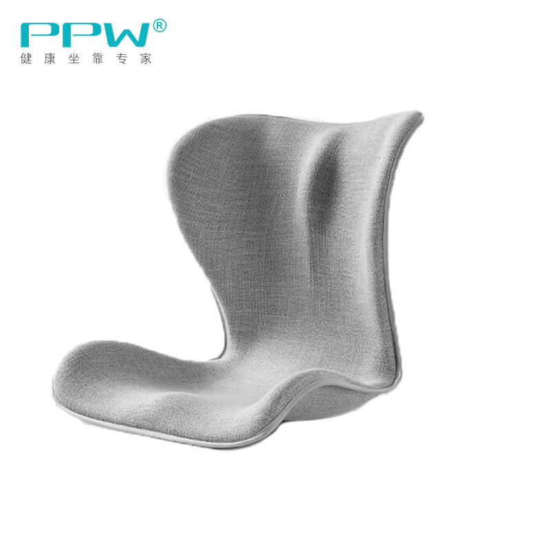 PPW 坐垫腰靠一体花瓣办公室学生椅子垫呵护腰背靠垫美臀塑形座椅【矫姿护腰花瓣坐垫】布纹灰
