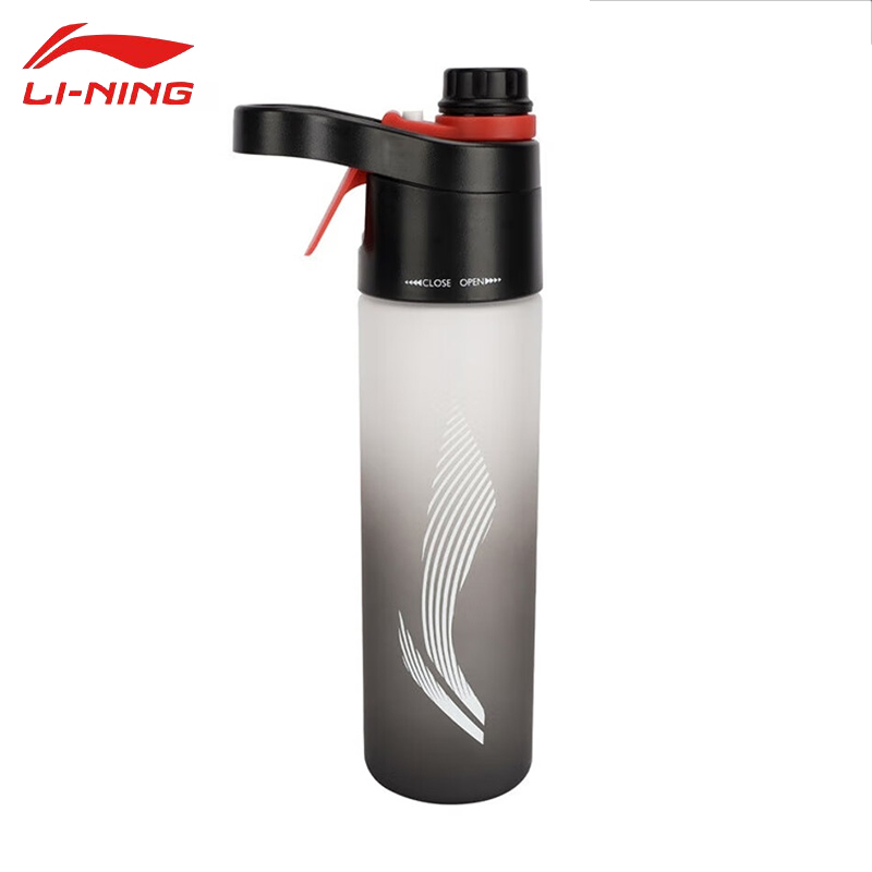 李宁（LI-NING） AQTV059-1运动水壶大容量防漏便携健身水杯黑灰F码