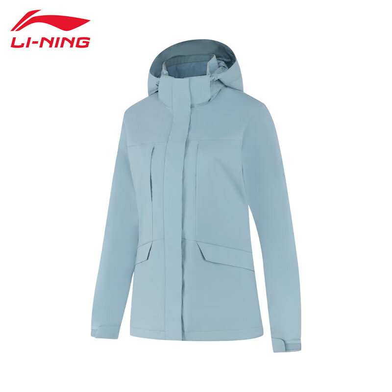 李宁（LI-NING） 防风保暖女款运动风衣AFDUA20-5鱼目青M