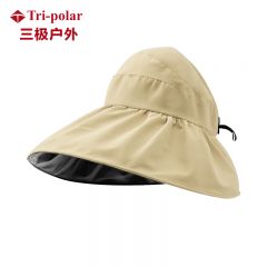 三极户外（Tri-polar）TP6435夏季双层渔夫帽女空顶黑胶遮阳帽黑胶款-浅卡其均码