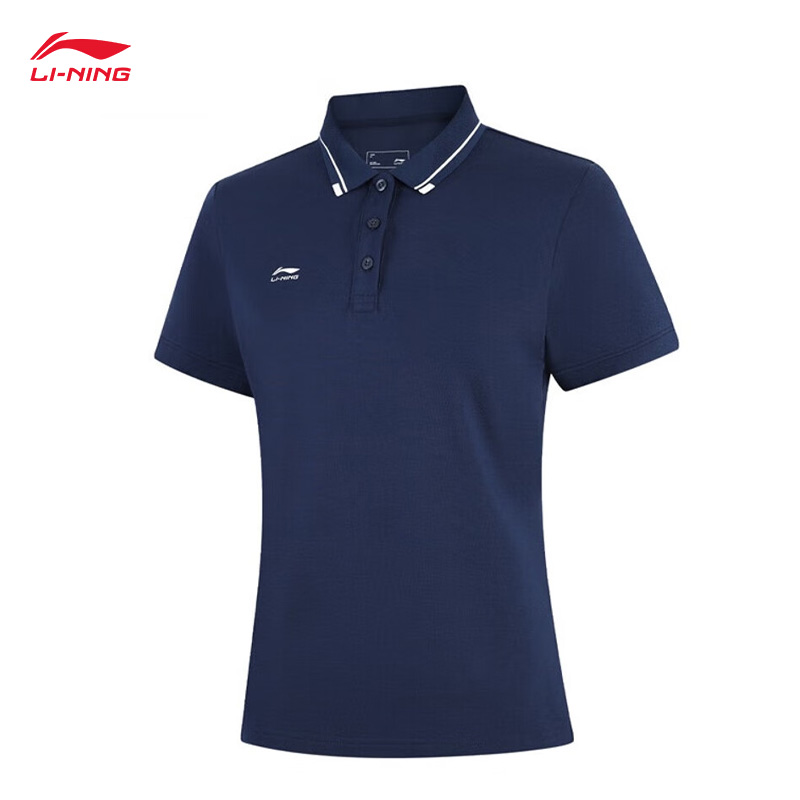 李宁（LI-NING） APLV060-8女士舒适透气亲肤吸汗短袖POLO上衣深航舰蓝3XL码
