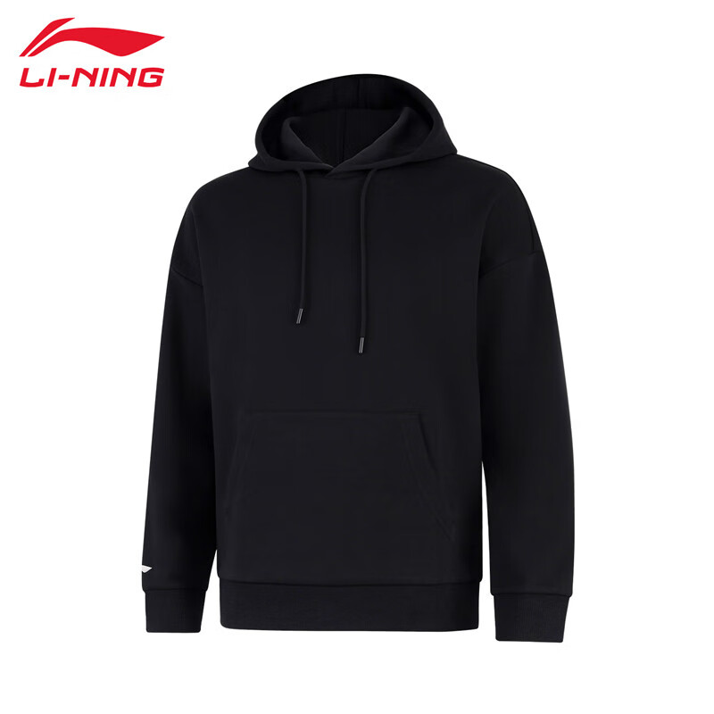 李宁（LI-NING） 柔软舒适保暖中性款套头连帽卫衣AWDUD09-1黑色XXL